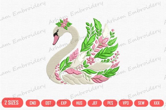 Boho Swan with Floral Feather Grace