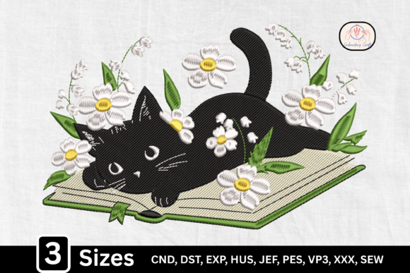 Book Lover Cute Black Cat Embroidery Review