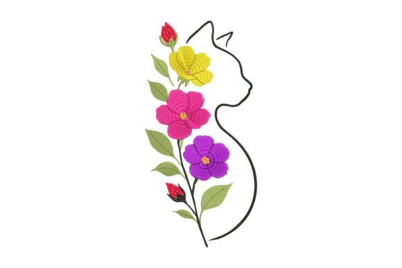 Cat with Flowers