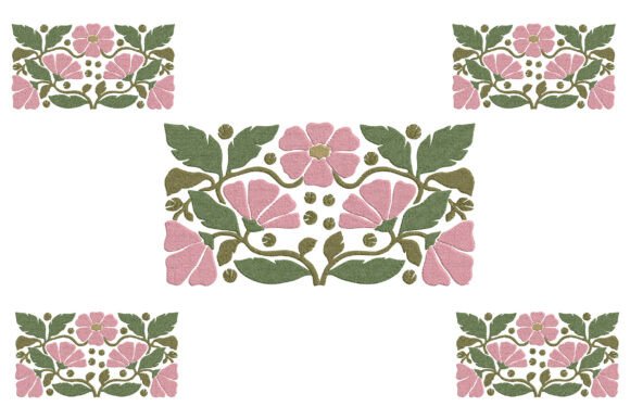 Pink Flowers Embroidery Design